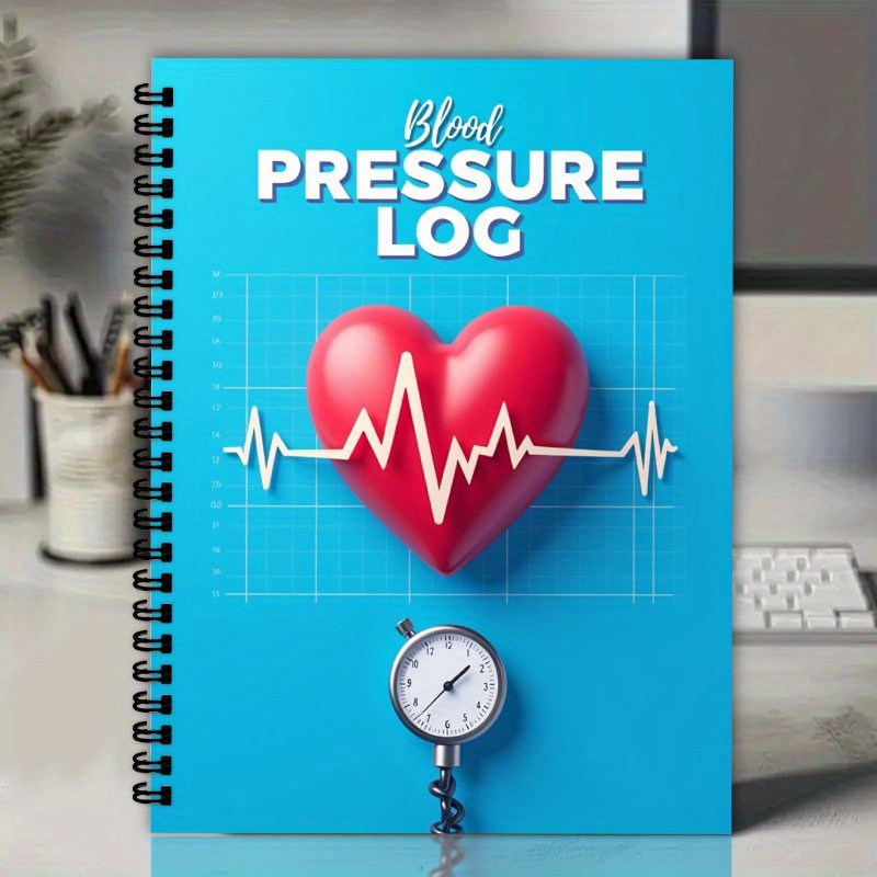 [Compact Blood Pressure Log] Durable Compact Spiral Blood Pressure Log Book | Track Heart Rate & Medication Daily, Easy-to-Use at Home, Minimalist Design with Bold "Blood Pressure LOG" Print, Ideal for Healthcare Professionals and Home Monitoring