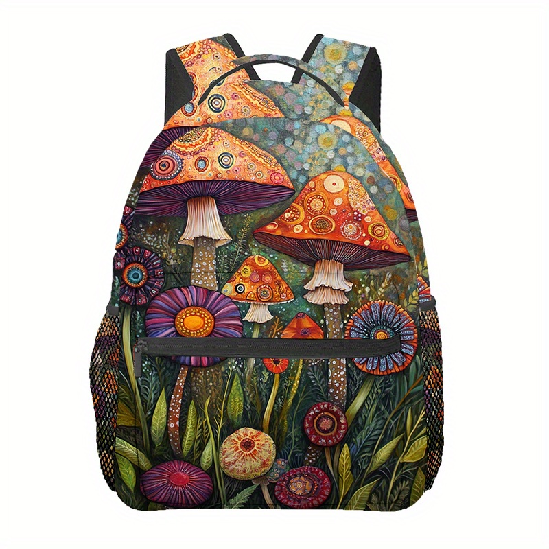 TEMU Colorful Mushrooms-2 (3) Backpacks, Travel Hiking Backpacks, Computer Backpacks, Comfortable And Lightweight, Suitable For Travel
