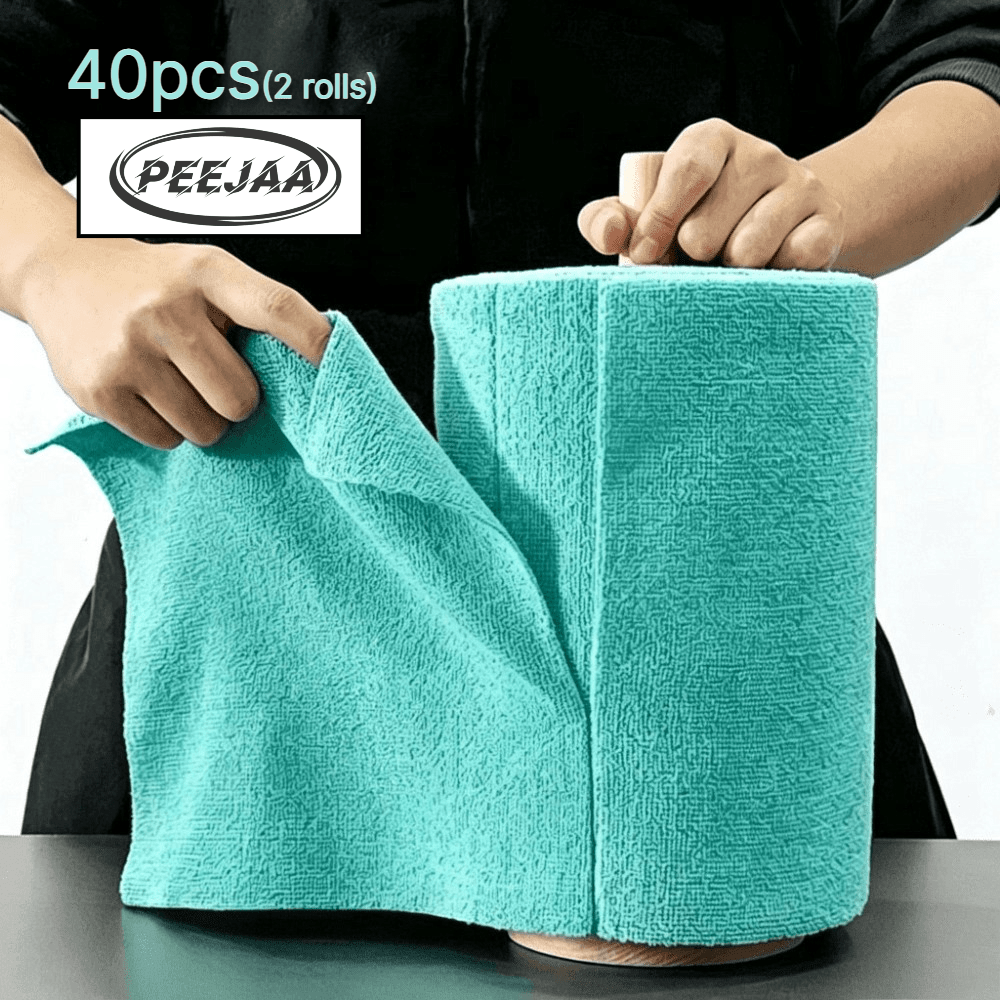 TEMU 40pcs Peejaa Extra Large Roll Dishwashing Scrub Cloths, Tearable Microfiber Towels, Kitchen Towels, Tea Towels For Convenient And , Reusable,