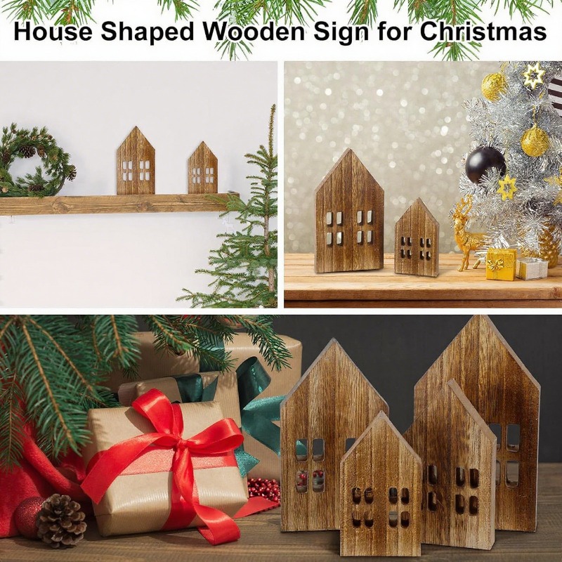 Image of Handcrafted Wooden Figurine Of A Nordic-style Miniature Cabin, Perfect For Christmas Decoration On Your Desktop