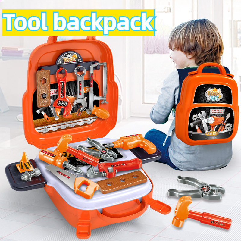 

22pcs Tool Backpack Playset - Simulation Building Tools Set For 14+, Diverse Accessories, Abs Material, Diy Maintenance Toy Kit