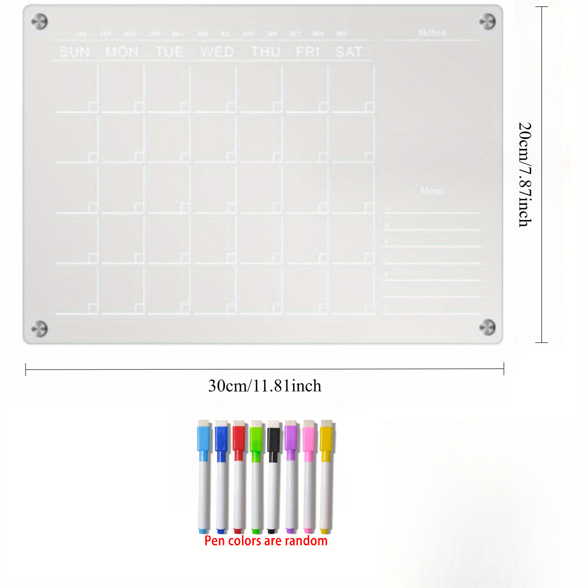 TEMU de planification hebdomadaire magnétique effaçable à sec avec 8 marqueurs - de messages réutilisable en acrylique pour réfrigérateur et bureau