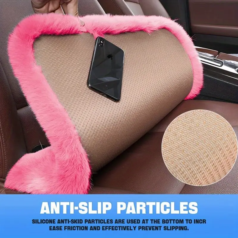 2pack car front seat warm rabbit fur winter auto seat cover fluffy plush vehicle seat protector pad with non slip backing car accessories for home and office chair pink details 2