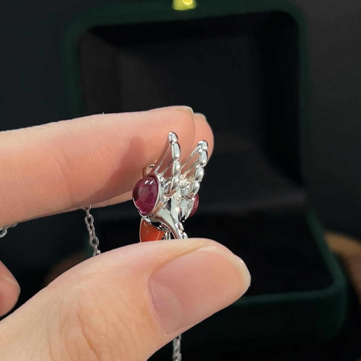 925 Sterling Silver Sakura Bird Head Pendant Necklace