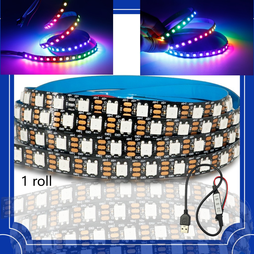 TEMU 39.3-inch Smart Led Strip 5050 Rgb + Ic With Effect - Ws2812b Individually Addressable, Usb-powered, Suitable For Home/wall Decoration,