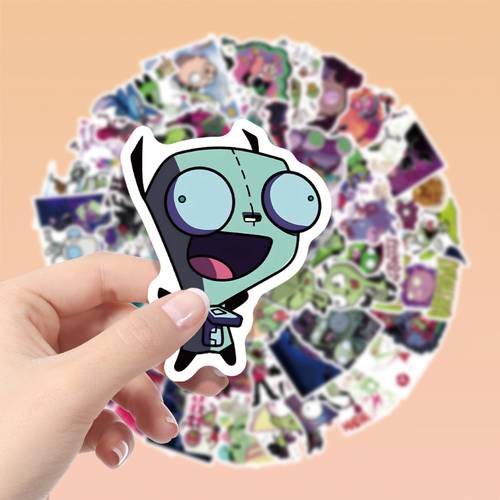 62pcs zim invasion of anime style character themed stickers suitable for decorating bicycles cycling gear and outdoor sports equipment compatible with roller skating and cycling scenes used as party favors holiday gifts