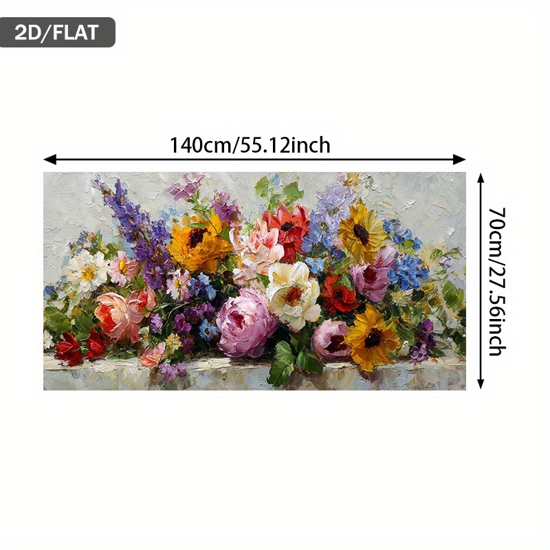 TEMU 2d Flat, 1pc Oleg Trofimov Floral Canvas Painting - Large Modern Abstract Poster - Vibrant Red, Pink, Yellow, Blue, Green, White, Beige, Brown,