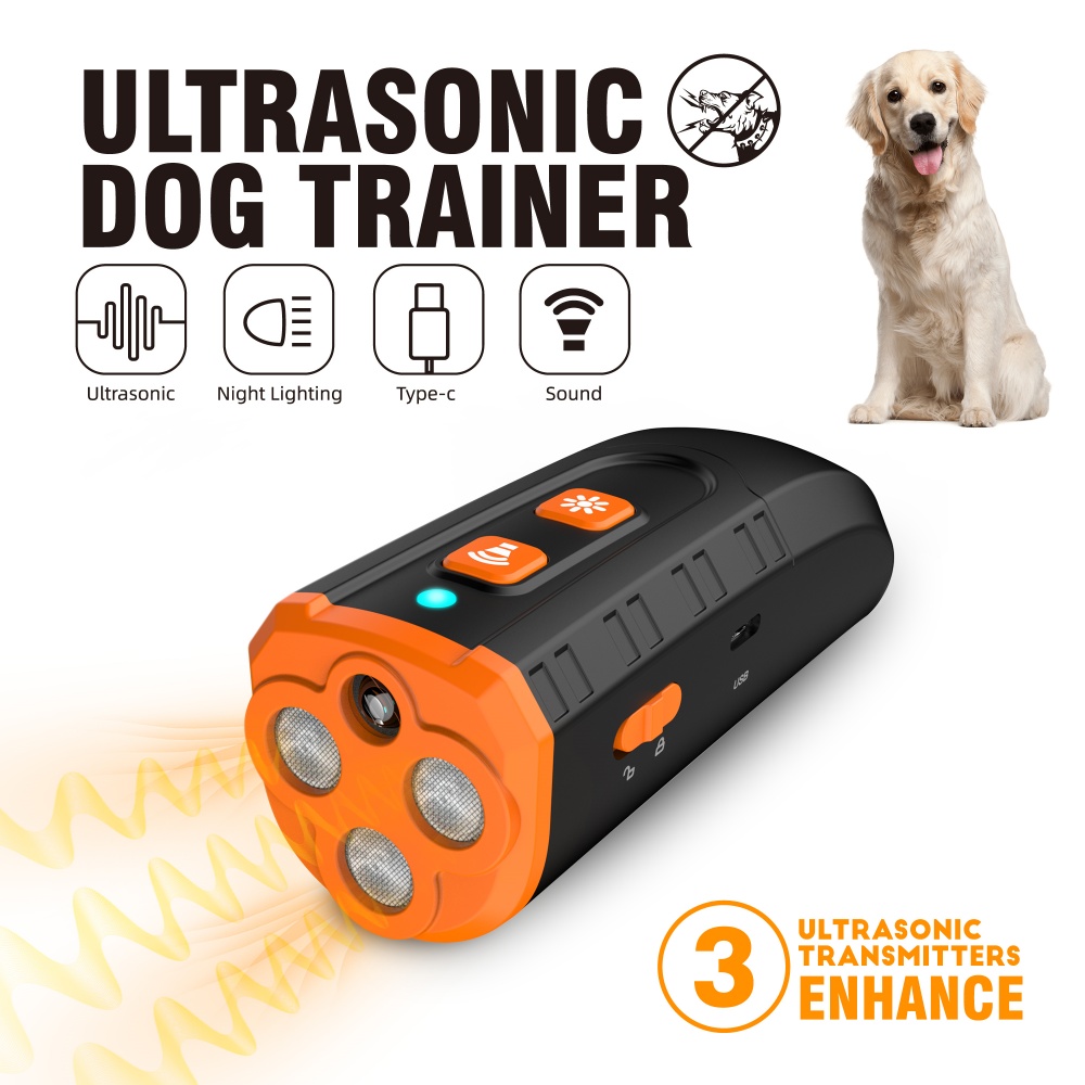 Dog Bark Control Device - Rechargeable Anti-Barking Trainer with LED Flashlight, 3 Training Modes Effective Bark Deterrent for Large Dogs Compatible with All Breeds Barking Control Device, Stop Barking Devices for Dogs Stop Dog Barking Device