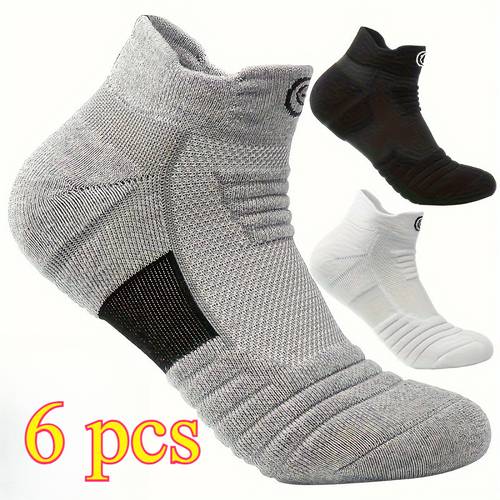 6pcs 3pairs mens towel sports socks comfortable and breathable sports socks for spring summer and autumn featuring non slip and sweat absorbing for running and outdoor activities are moisture wicking
