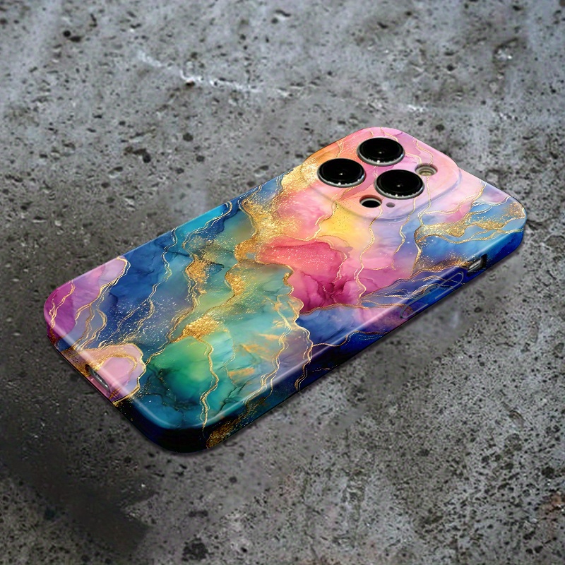 TEMU Colorful Marble Shockproof Hard Phone Case For 17 Air 16 16e 15 14 13 12 11 Xs Xr X 7 8 Pro Max Se 2020/2022