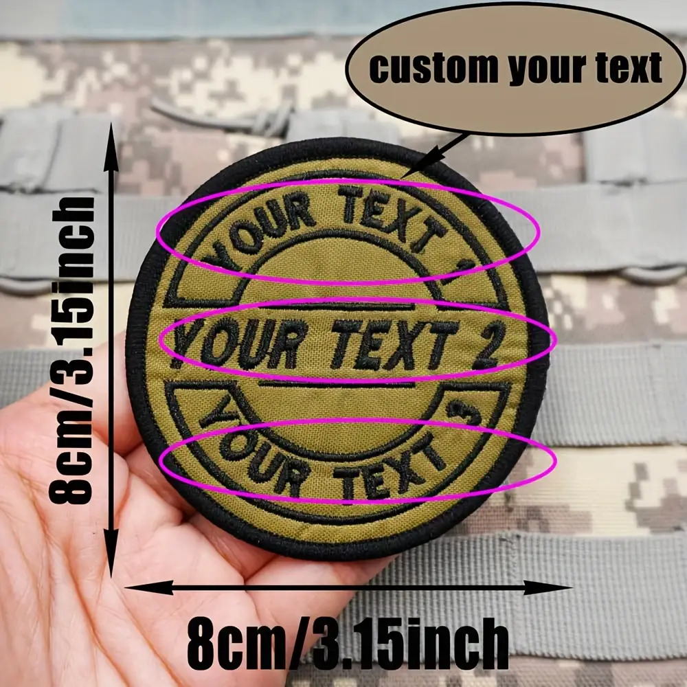 TEMU 1pc Custom Round Embroidered Patch, 3.15 Inch Personalized Text Tactical With Hook & Loop Backing, Multiple Color Options , Backpacks, Uniforms