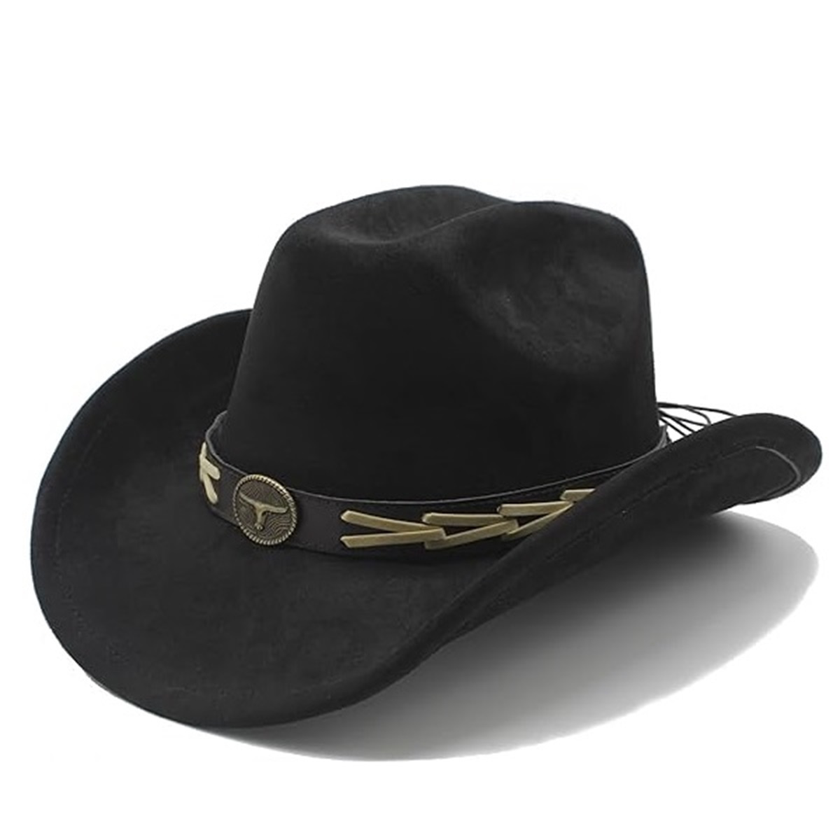 women men felt western cowboy roll brim cowgirl - Temu display picture 1