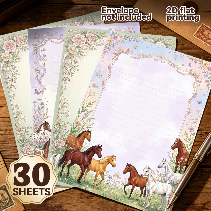 TEMU 30 feuilles Papier de bureau floral violet Motif décoratif Applicable pour messages cadeaux Lettres Scénarios 8..7 pouces