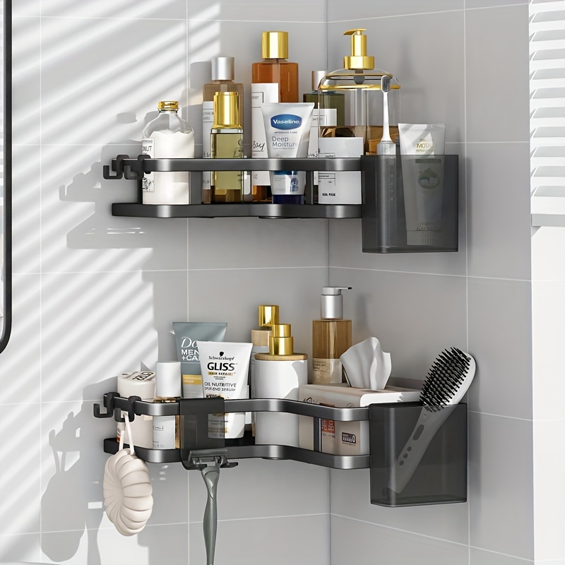 

1pc Wrought - Shower Shelf - Organizer With Suction Cup, Space-saving Storage Rack For Shampoo, Rvs, Homes, Boats