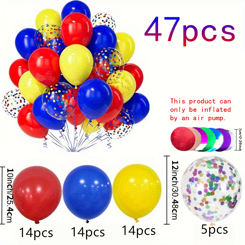 TEMU Set di palloncini in lattice , blu, e verde vivace, 47 pezzi, con , palloncini colorati da 10/12 pollici per compleanni, feste circensi, baby