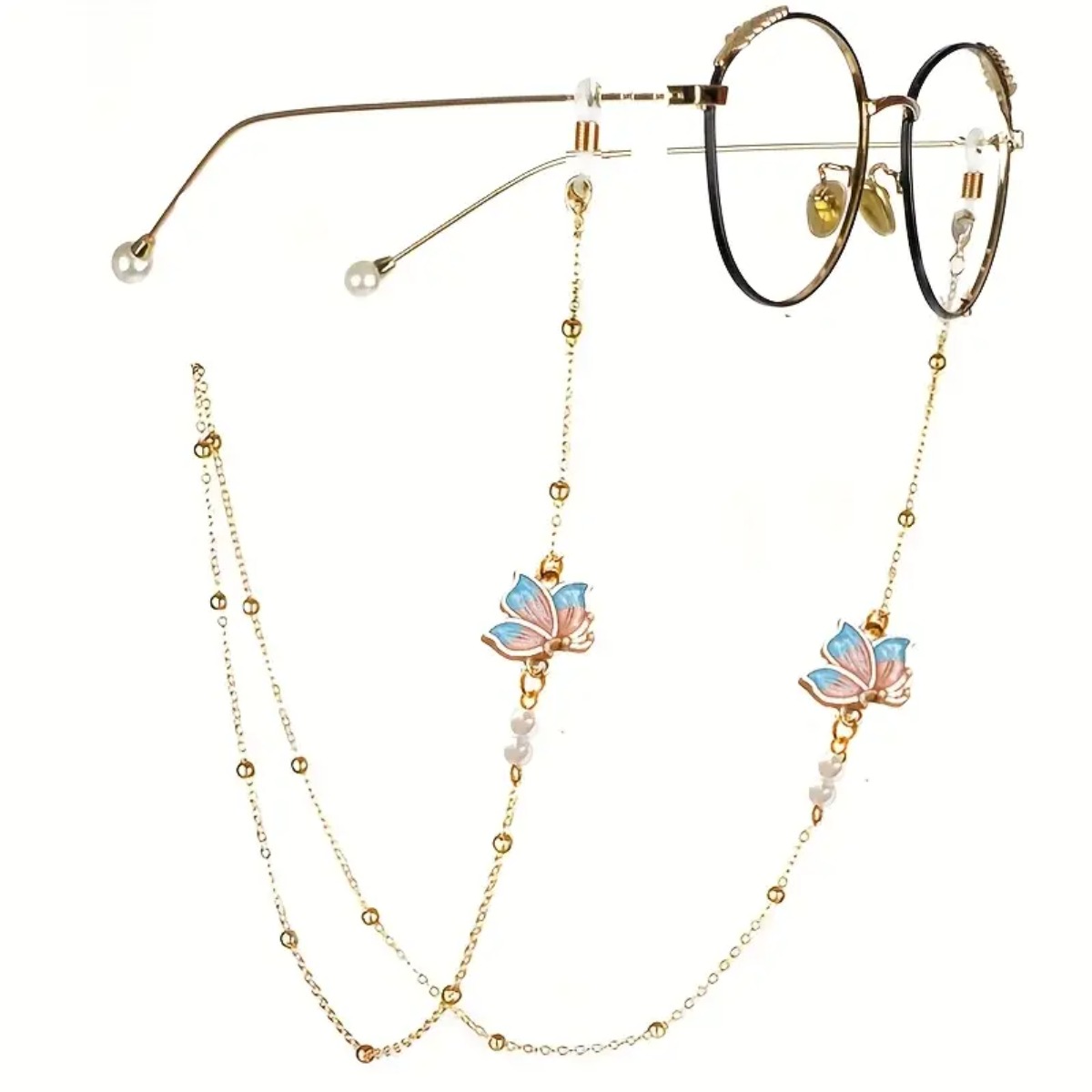 TEMU 1pc Stylish And Chic Glasses Chain In Golden, Designed To Prevent Loss With A Colorful Enamel And Bead Accents. This Women's Fashion Accessory