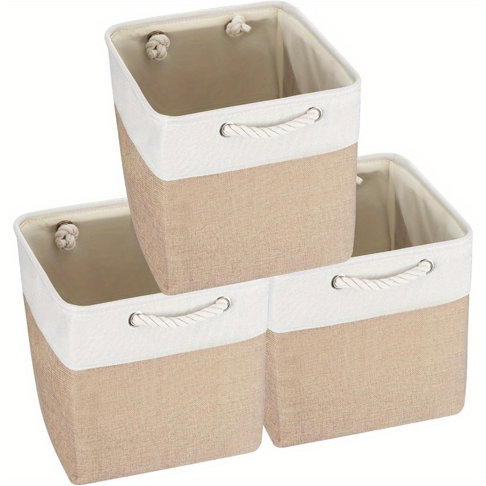 E-shop 3 Stück Aufbewahrungsbox aus Stoff, faltbarer Korb mit Griff für Regale, Schränke und Kleiderschränke – Home Organization, Regalkörbe