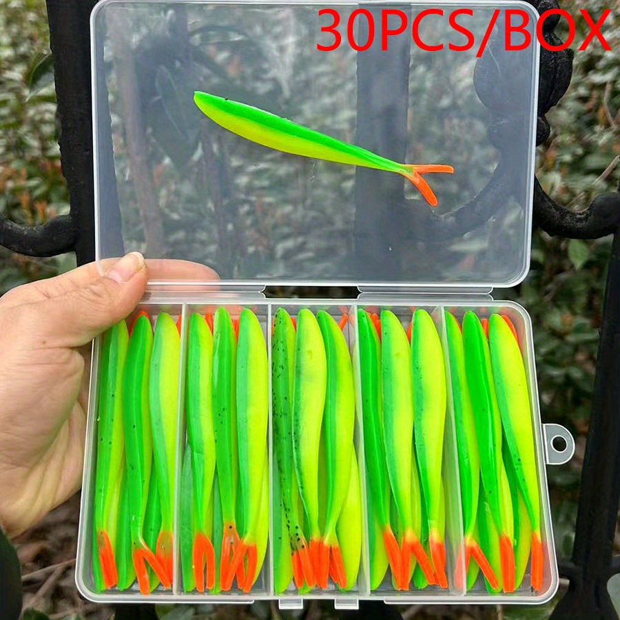 Image of 30pcs/box Soft Worms Carp Drop Shot Handmade Swimbait Wobbler For Pike Bass Fishing Lures Tail Jig Head Artificial Bait Set