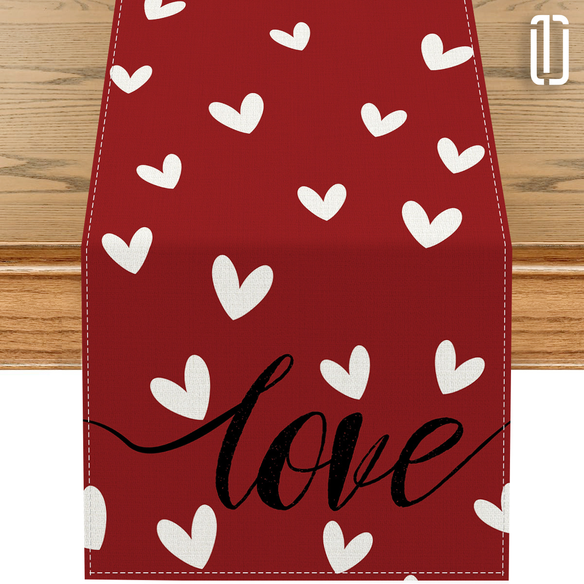 

1pc Valentine's Day Table Runner - 72" Knitted Polyester Love Heart Pattern, Machine Made, Versatile For Home & Party Decor, Ideal Gift For Spring & , Tablecover Decor