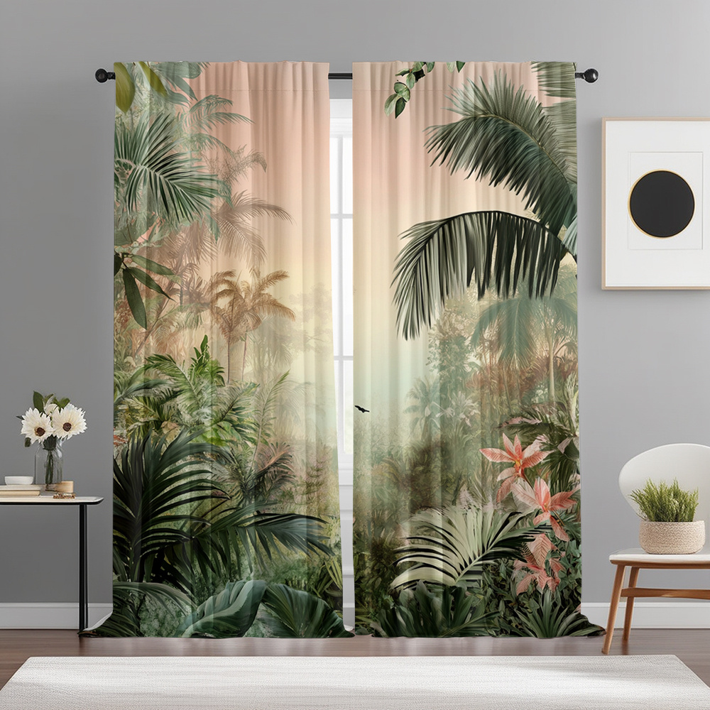TEMU Ensemble de 2 rideaux sur le thème de , conçus dans un style d'art avec une doublure à tringle, parfaits pour décorer les cuisines, les cafés,