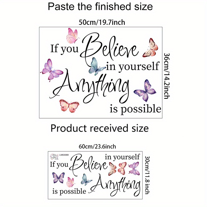 Image of Inspirational Wall Decals With Motivational Quote - Removable Self-adhesive Stickers For Bedroom, Living Room, Study - Home Decor