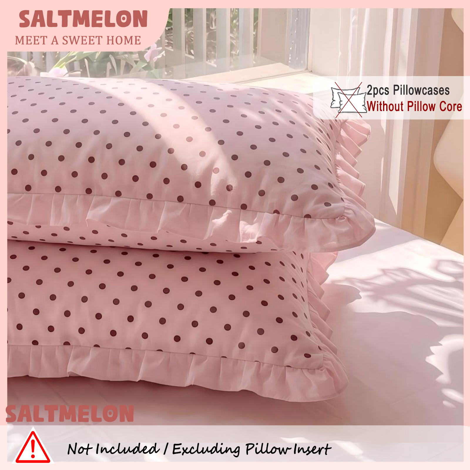TEMU 2pcs Small Purple Crushed Floral, Pink Polka Dot, Small Crushed Floral With Hem Single-sided Pillowcases, Pastoral Simple And Stylish Design,