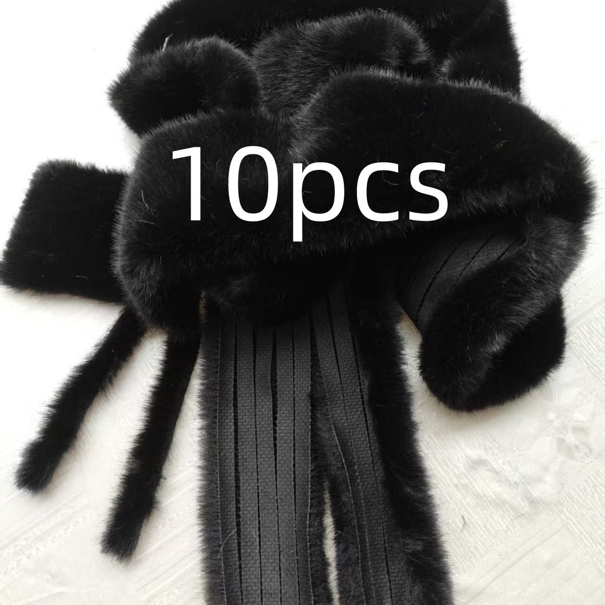 TEMU 10pcs 800cm Long, Black Faux Fur Fabric Pieces, Soft Plush Artificial Fur Cloth, Sewing Weaving Material For Handcraft Costume Decoration