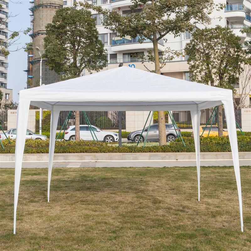 118.11*118.11inch 3-sided outdoor party tent, pergola, convenient awning, beach awning, PE cloth, plastic-sprayed iron pipe, spiral pipe, UV protection, easy to install, suitable for beach, backyard, camping picnic, barbecue, RV lawn, pool rest