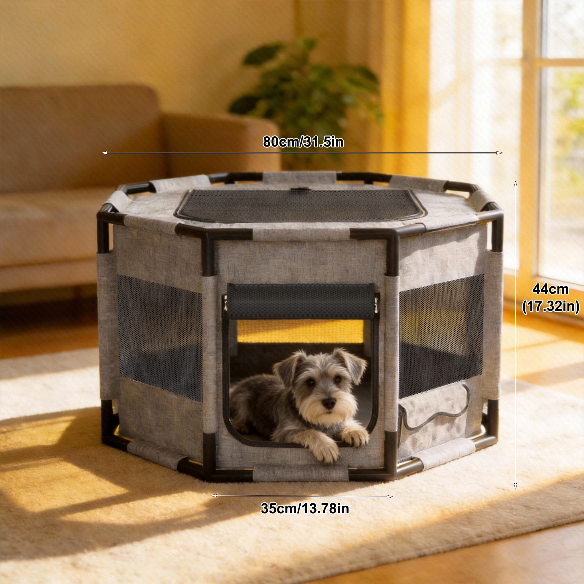 TEMU Foldable Pet Cage Puppy Playpen Cat Cage Dog Bed Playpen Dog House Octagonal Pet Run Space Ventilation Holes For Pets Such As Cats, Dogs And