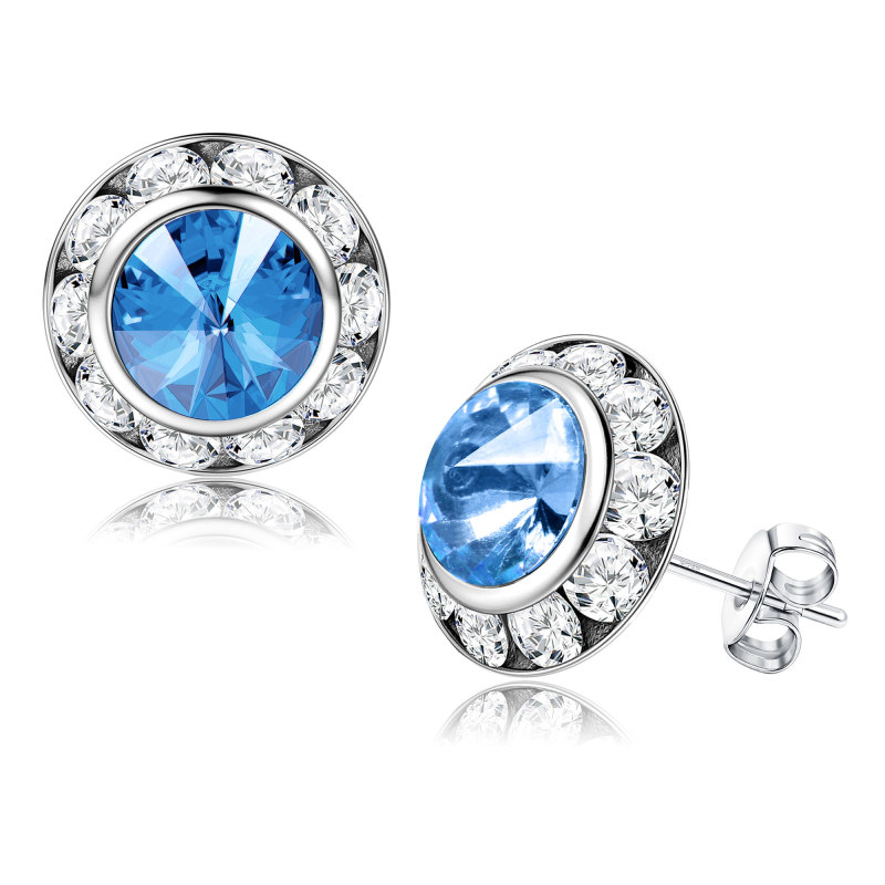 Image of 1pair 925 Silver Post Rhinestone Earrings Hypoallergenic Stud Earrings For Dance Competitions Stage Opera Performance Wedding Bridal Earrings For Women