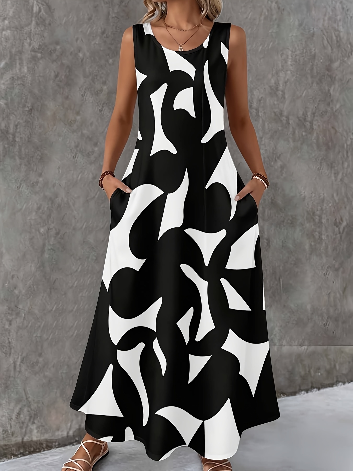 black white maxi dress sold on Temu United States