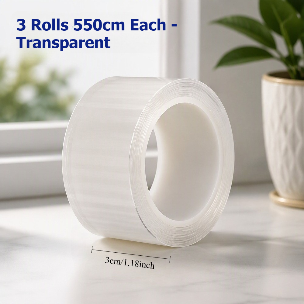 TEMU Transparent Window Seal Tape 3 Rolls 550cm Each, Clear Weatherproofing Strip For Drafts, Cold Air Blocking Film For Glass Doors And Frames, Home