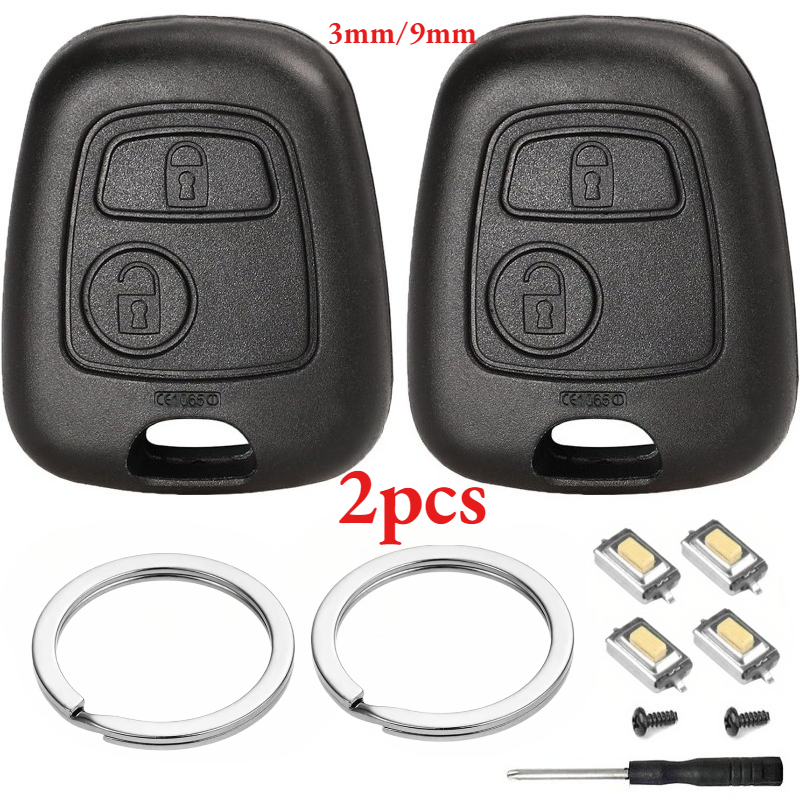TEMU 2pcs Car Key Shell For 107 206 207 208 306 307 308 406 407 806 C1 C2 C3 C4 C5 Picasso Berlingo For Aygo 2 Buttons Remote Key Case Replacement