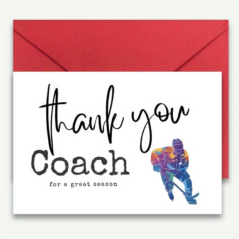 TEMU 1 carte de hockey " Coach" avec enveloppe - d'un de hockey bleu , message " pour une ", un cadeau parfait pour les entraîneurs et les d'équipe,