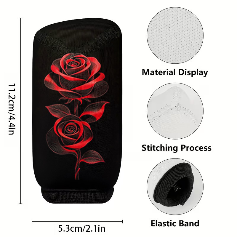 TEMU 1pc Red Rose Print Car Gear Shift Dust Cover, Gear Shift Protector, Suitable For , Features An For And Washing, Suitable For Daily Commuting,
