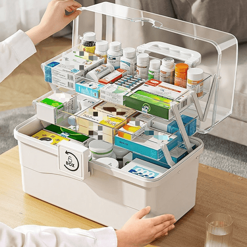 item picture large capacity white medicine cabinet organizer box an26 heavy duty plastic multi purpose storage box suitable for pills supplies kitchen bathroom ideal for medicine bottles and pill boxes first aid organizers and labeled compartments