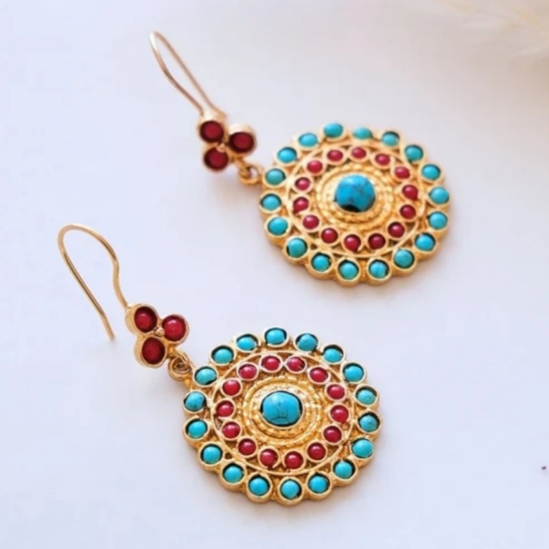 Bohemian Retro Sunflower Earrings, Exotic Style
