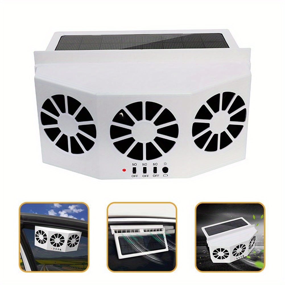 Car Solar Powered Exhaust Fan Car Window Exhaust Fan 180° Vehicle Ventilation Fan Car Radiator Cooling Fan Air Vent Cooler Ventilation System With