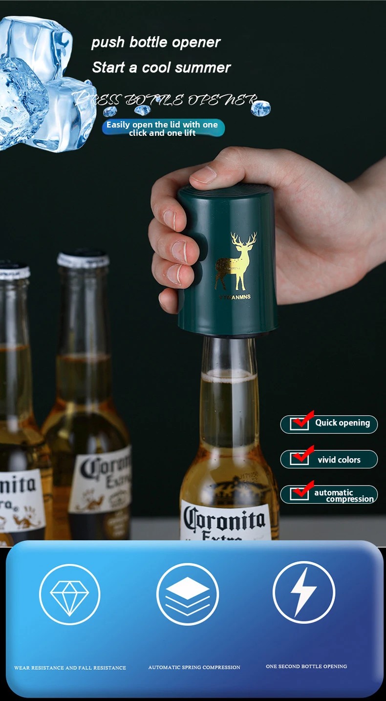 Nymph'S Innovative Magnetic Automatic Beer Corkscrew Features a Plastic Casing, Making It a Handy Tool for Bars And Gatherings. Perfect for Birthdays, Family Events, Outdoor Fun, Picnics, And As a Home Bottle Opener, Portable Bar Gadget Nymph