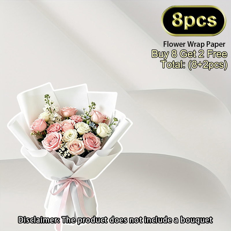 TEMU 8pcs (buy 8 Get 2, 8+2pcs) Dual-color Oya Paper, Solid Color Double-sided Floral Wrapping Paper, Premium Flower Wrapping Paper, Universal Style,