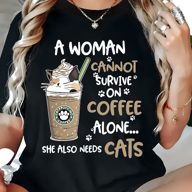 

1pc 's Plus Size - Cat & Graphic, , , , All -