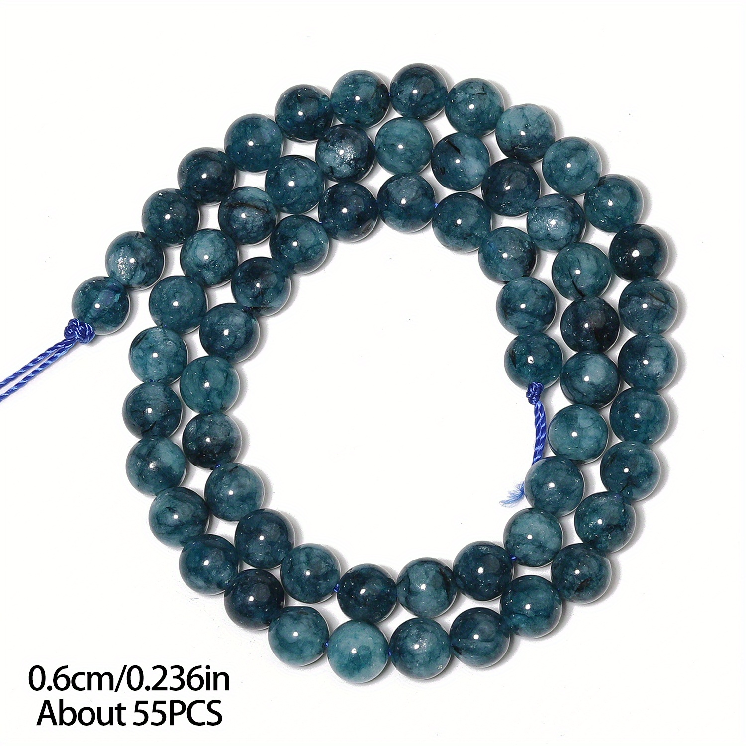 E-shop 6/8/10 mm Natürliche Blaue Chalzedon-Perlen & Perlen-Sortiment – Glatt Runde Zwischenperlen für Schmuckherstellung, Armband und Halskette