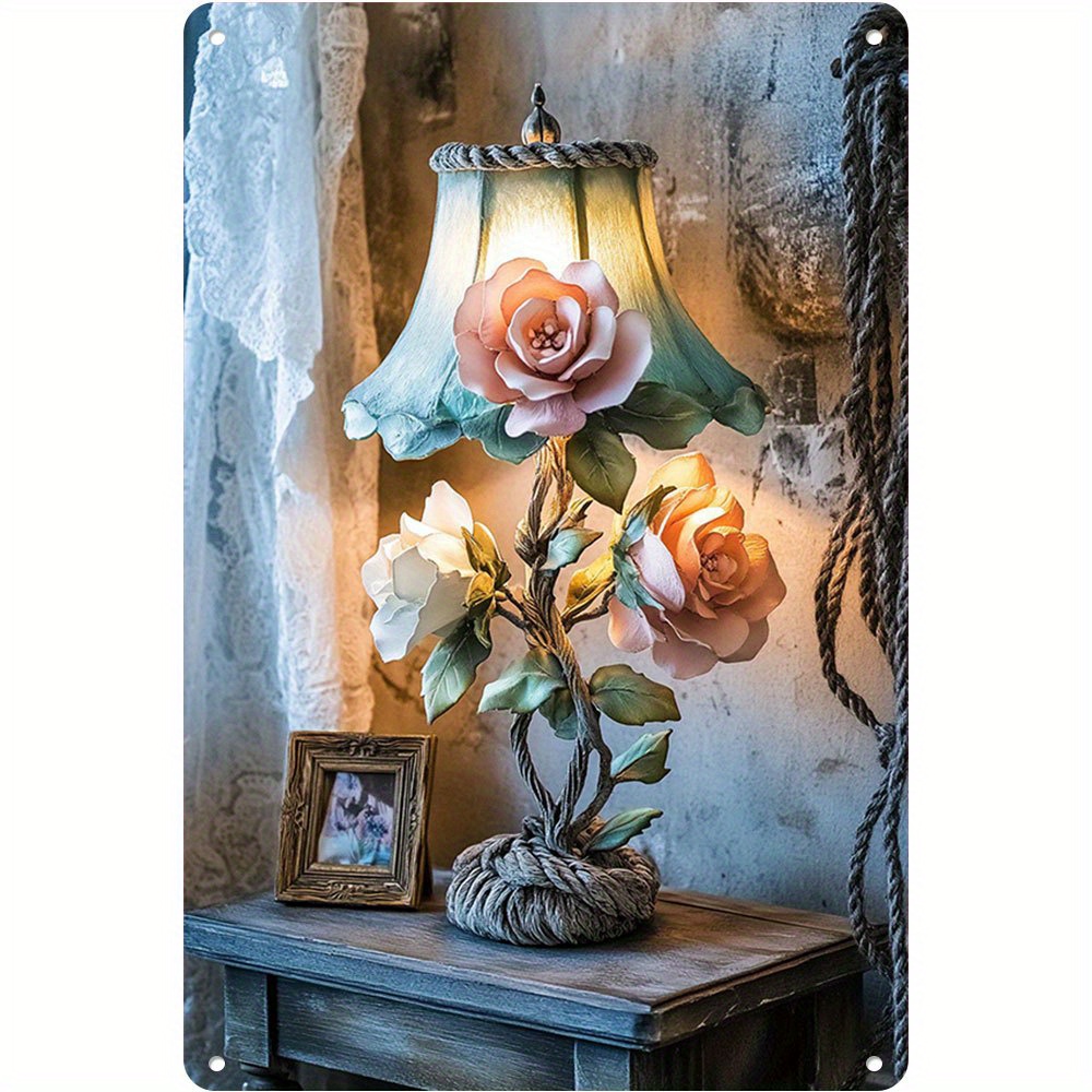 

1pc, Table Lamp Set On Top Of A Wooden Desk, It Adds To Any Room. Gift, Room Decor, , Adds To Home, Kitchen, And! Living Room, Patio Bedroom, Study, Party, Vintage Tin Sign Decor, Non-illuminated，2d