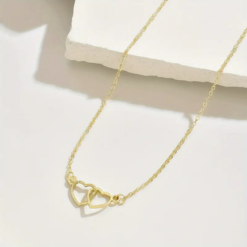 1pc s interconnected hearts pendant necklace minimalist everyday valentines jewelry gift delicate chain for anniversary birthday graduation year round elegant necklace for necklace anniversary gift stylish accessory fine fashion accessory birthday present durable material romantic gift for teenager Product details 3