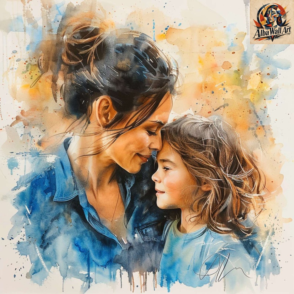 TEMU 2d Flat, A Customizable Framed Canvas Print - ! Ideal For Holidays, Featuring Custom Watercolor Portraits, Family Portraits, And Personalized
