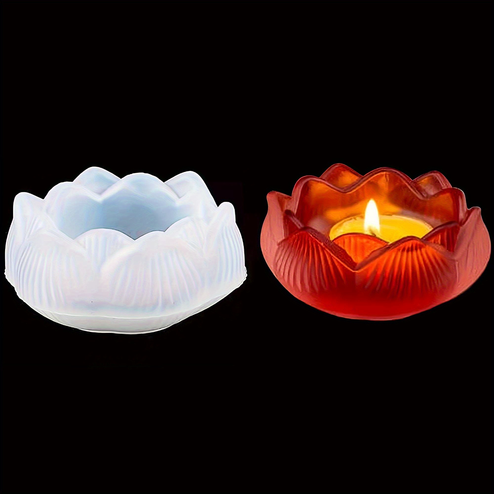 TEMU Kit de Moules à Résine Époxy, Adapté pour Plateaux en Silicone DIY - Floraux et Lotus, Idéal pour Boîtes à Bijoux, Porte-Bougies et Décorations