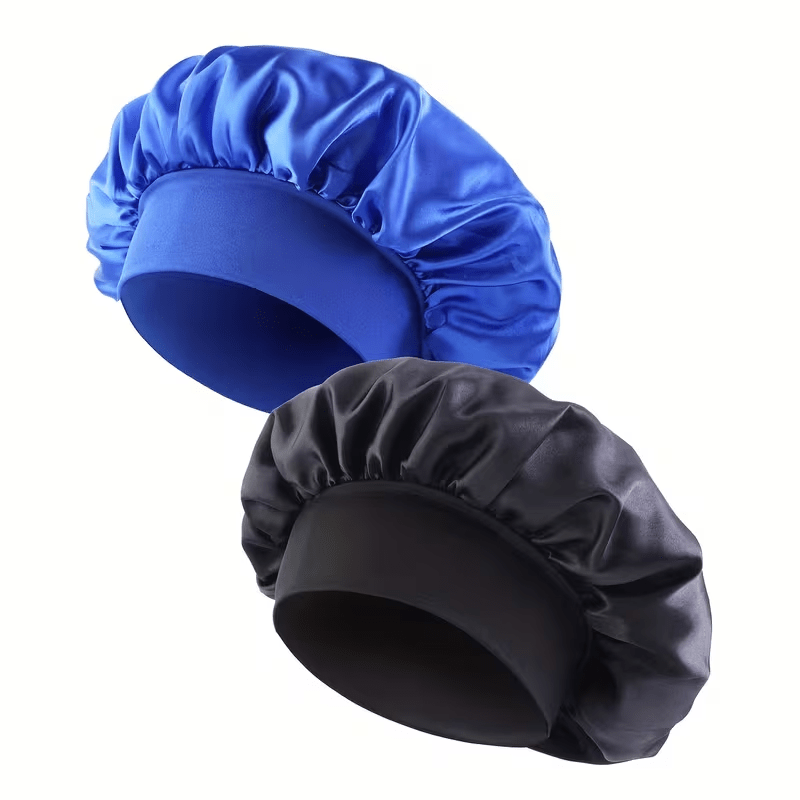 TEMU 2 piezas de gorros suaves de color liso para dormir - Gorro de dormir unisex para el cuidado y protección del cabello - Talla grande elástica