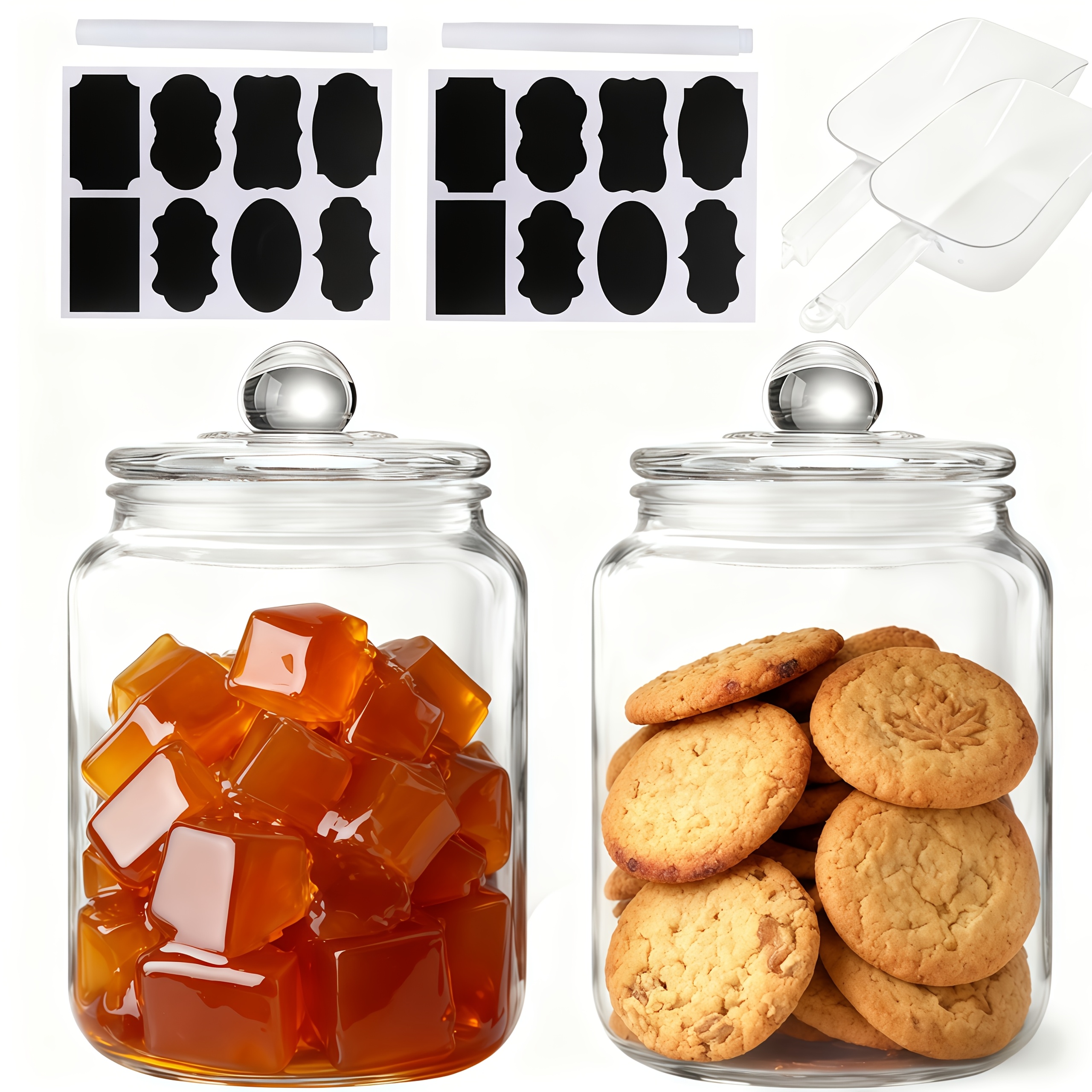 TEMU Ce lot de deux pots de conservation spéciaux pour aliments comprend des étiquettes, des autocollants et une cuillère. Ces récipients en verre