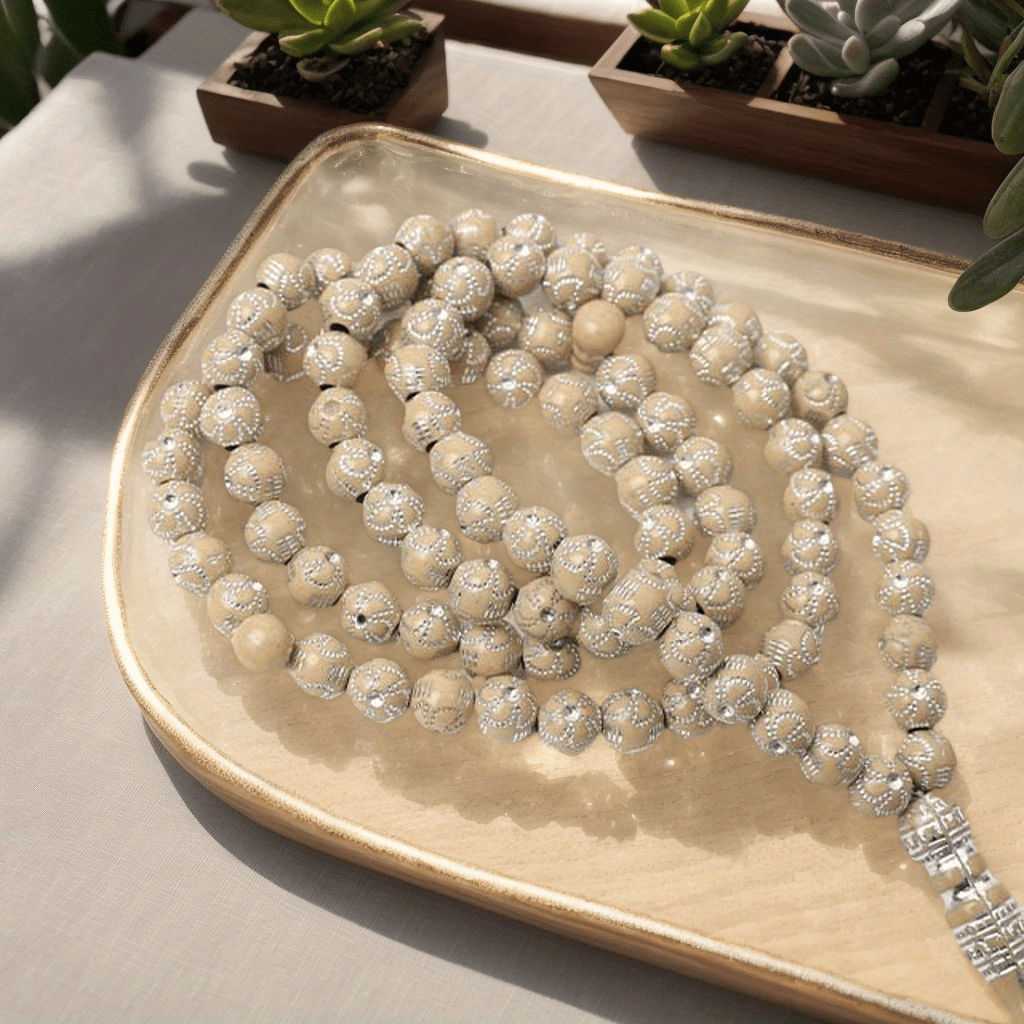 TEMU (Collier de Tasbih 8Mm avec 99 Perles) 99pcs Perles de Prière Islamiques Acryliques 8Mm - Musulman Vintage, Perles de Prière de Festival et