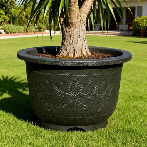 7 gallon 1 gallon thickened planter pots bronze black round plastic flower pots with drainage holes european planters suitable for vegetables fruits and for indoor and outdoor use